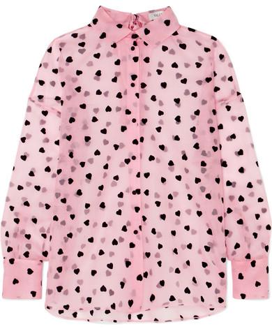 Printed Slik Flocked Silk Organza Shirt M, Xl