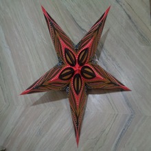 Zari Printed Paper Star Lantern, For DECORATIONS, Size : 60 CM FROM TIP TO TOP.