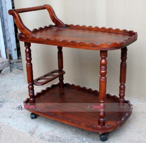 Rectangle Wood Service Trolley, For Hotel Etc., Feature : Durable