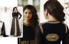 Black Georgette Party Wear Designer Dress, Size : Customized Up To 44