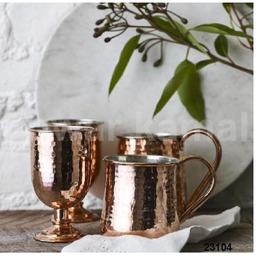 HANDGRIP Metal Copper Hammered Mug, Color : Burgundy