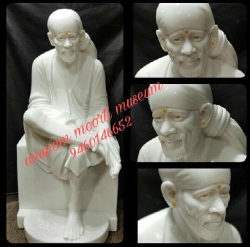 Marble Plain Sai Baba Statue, Color : White