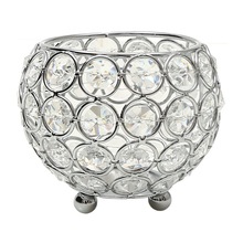 Iron Crystal Candle Holder, For Christmas Decoration, Color : Silver