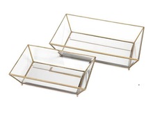 Square Brass Glass Decorative Tray