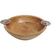 WOOD/ALUMINIUM Wooden Fruit Bowl, Size : 30X25X9 CM