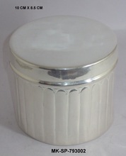 Brass Silver Finish Lid Container, For Sundries, Feature : Stocked