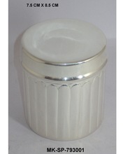 Brass Silver Plated Kitchen Container, For Sundries, Feature : Stocked