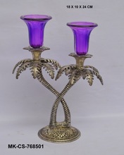 Metal Palm Tree Candle Holder, Color : Antique Finish