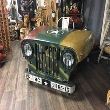 Metal Vintage Jeep Writing Desk, Size : H:75cm L:134cm W:89cm