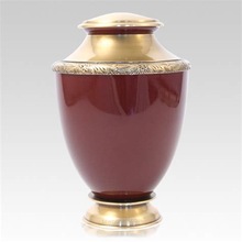 Artisan Auburn Brass Metal Cremation Urn