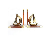 Metal Bookend Brass Ship