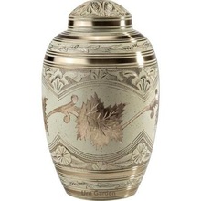 Cream Wash Brass Metal Cremation Urn