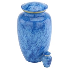 Sky Blue Cobalt Brass Metal Urn