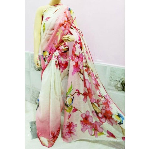 Digital Print Linen Sarees, Occasion : Party Wear