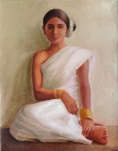 Embellished Indian Girl, Oil Paintings For Sale