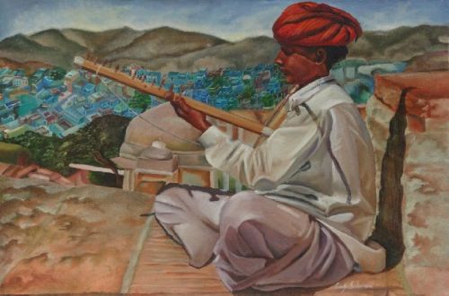 Rajasthani Music, Oil Paintings For Sale, Style : Portrait