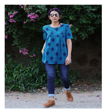 100% Cotton Block Printed, Color : Blue