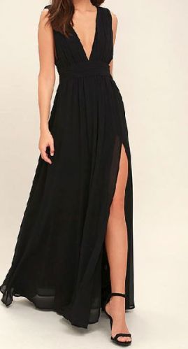 HUES BLACK MAXI DRESS, Size : Free Size