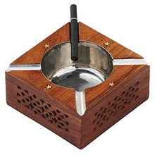 Brass Wooden Ash Tray, For Smoking