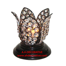 Lotus Flower Crystal T-light Holder, For Weddings, Size : 15 X 13 Cm