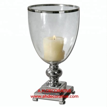 Nickel Plated Clear Glass Candle Holder, For Weddings