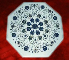 Marble Inlay Tray Marble Inlay Tabletop, Size : 12