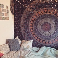 Bohemian Psychedelic Intricate Floral Design Tapestry, For Wall Decor, Bedspread, Pattern : Printed