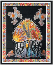 100% Cotton Printed Indian Psychedelic Mushroom Tapestry, Technics : Handmade