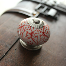 Red Pattern Round Ceramic Knobs