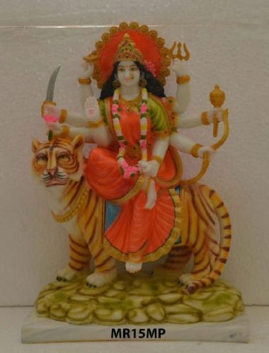 Mould Marble Shera Wali Mata Statue, Color : Multicolors