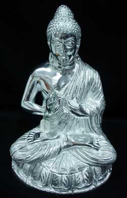White Metal Buddha Ji Statue, For Dust Resistance, Shiny, Pattern : Plain