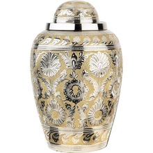 Domtop With Engraving Brass Cremation Urn, For Adult, Style : American Style