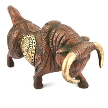 Copper Finish Bull Brass Statue, For Home Decoration, Style : Antique Imitation