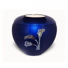 Blue Tealight Holder With Rose, For Adult, Style : American Style