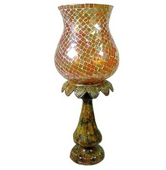 Yellow Color Mosaic Hurricane Lamp