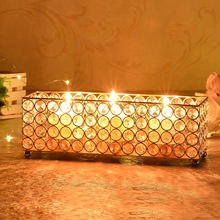 Metal Crystal Bead Candle Holders, For Home Decoration, Color : Gold