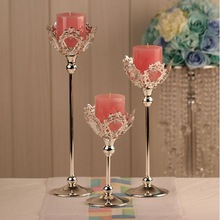 Metal Wedding Crystal Candle Holder, For Home Decoration, Color : Silver