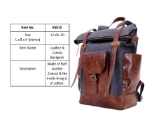 Genuine Leather/Canvas LEATHER BACKPACK, For Christmas Gifts, Promotional Gifts, School, College, Office.