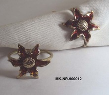 Metal Flower Brass Napkin Ring, Feature : Stocked