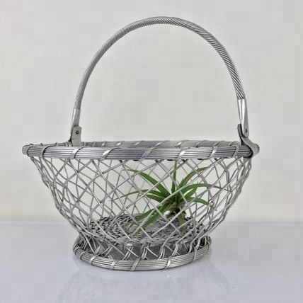 Silver Colour Aluminium Metal Round Storage Basket