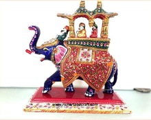 Elephant Statue Animal Idol Meenakari Painting