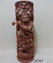 HANDCRAFTED WOODEN KRISHNA RELIGIOUS STATUES, Size : 24'