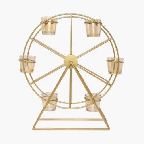 Iron Ferris Wheel Tealight Candle Holder, Color : Brass