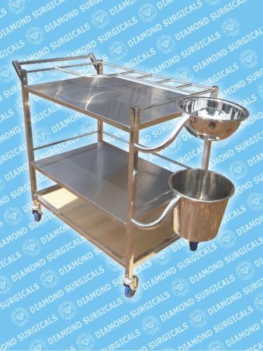 Stainless Steel Dressing Trolley, For Hospital