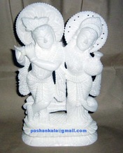 Alabaster Marble Krishna Radha Statues, Technique : Polished