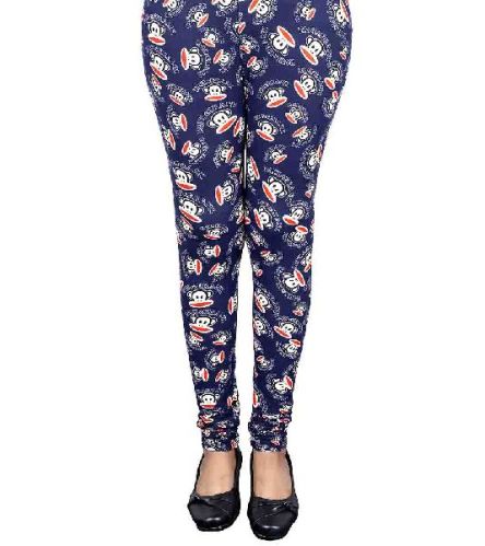 Cotton Fabric Thea Blue Printed Leggings, Size : Free