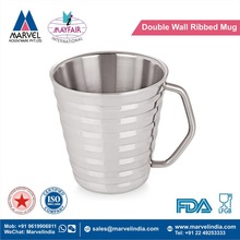 Metal Double Wall Ribbed Mug, Feature : Eco Friendly