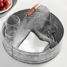 ROUND GALVANIZED UTENSIL CADDY