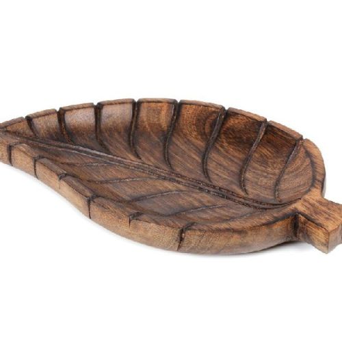 Leaf Shaped Wooden Serving Tray, For Food, Feature : Stocked