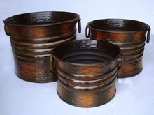 Antique Metal Iron Planter Set